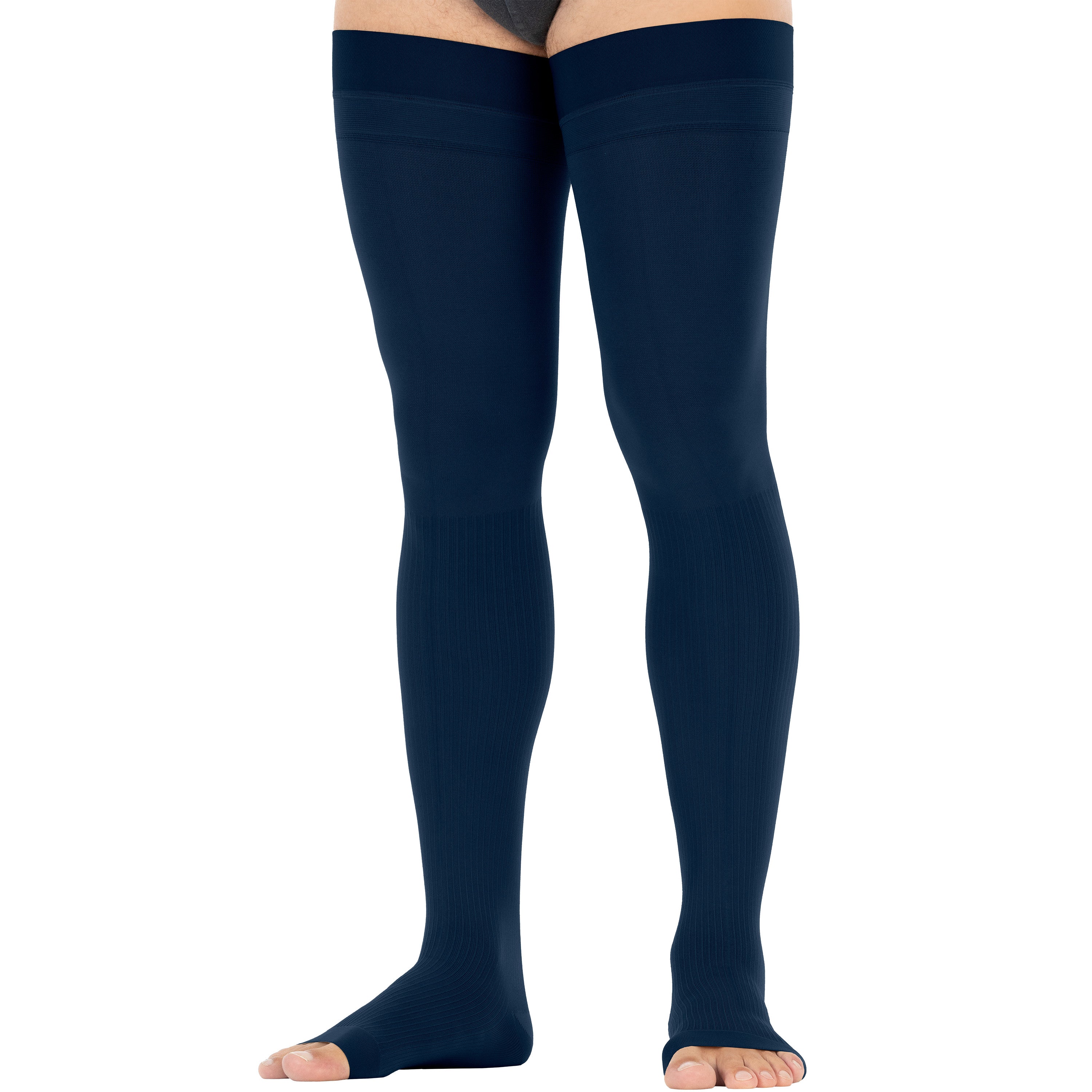 JOBST® forMen Thigh High w/ Micro Dotted Band 30-40 mmHg, Open Toe - Image 5
