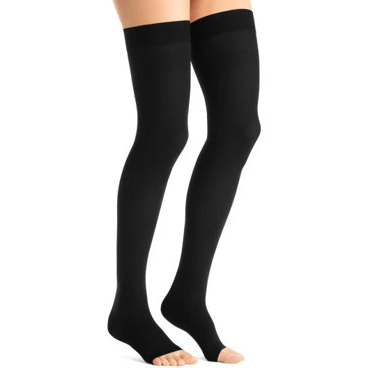 JOBST® Opaque Women's Thigh High 20-30 mmHg w/ Silicone Dot Top Band, Open Toe - Image 3