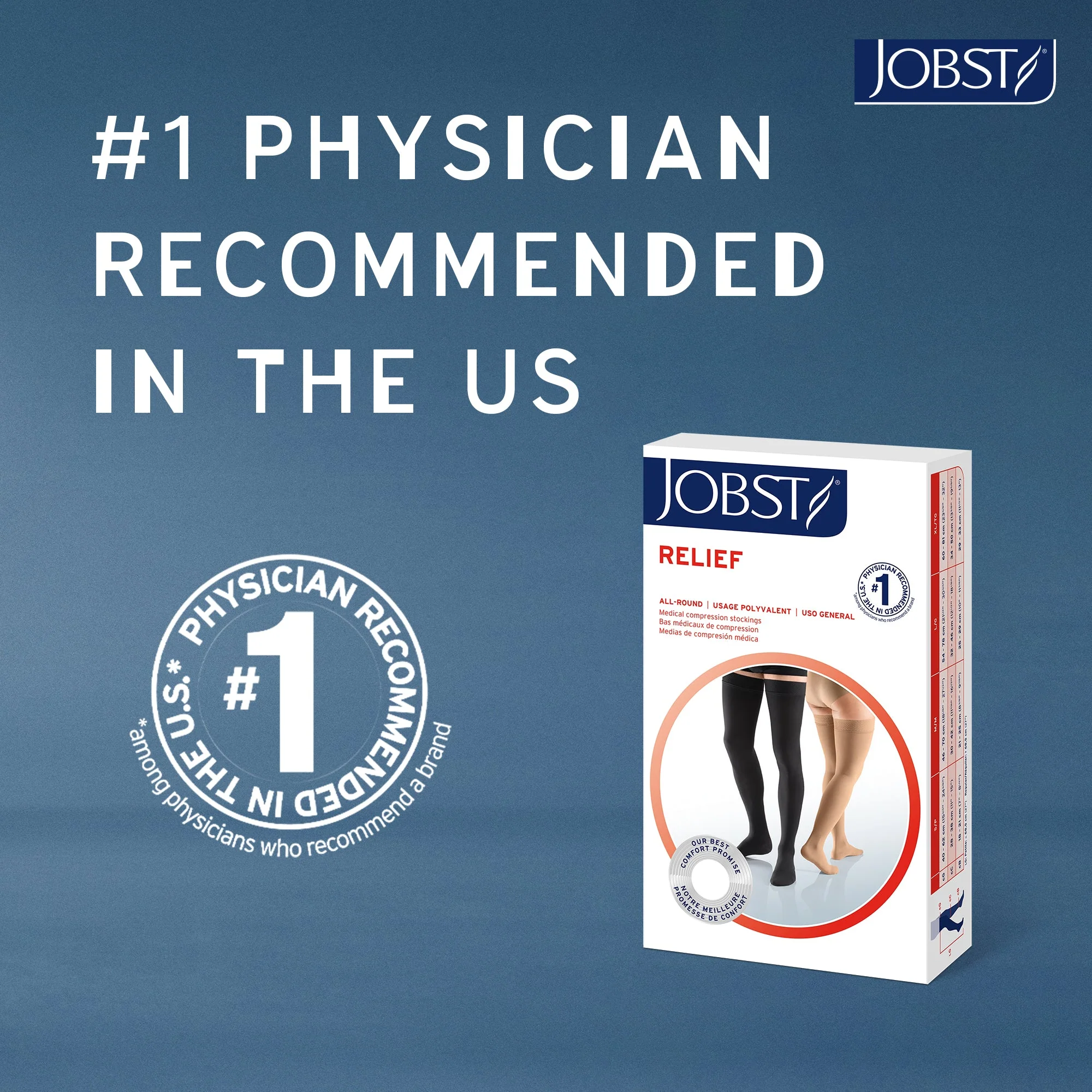 JOBST® Relief Thigh High 30-40 mmHg w/ Silicone Top Band, Open Toe - Image 8